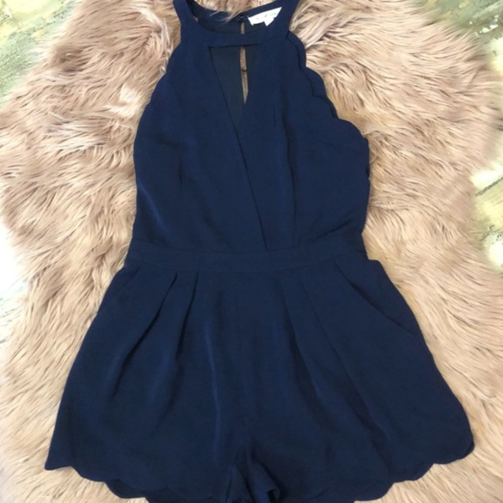 Navy Scalloped Romper SIze XS